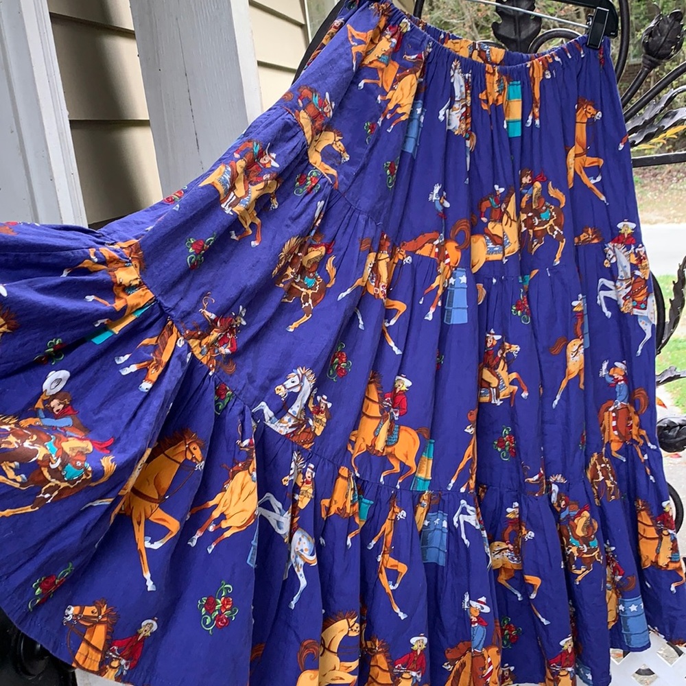 Alexander Henry Cowgirl Print barrel racing maxi skirt